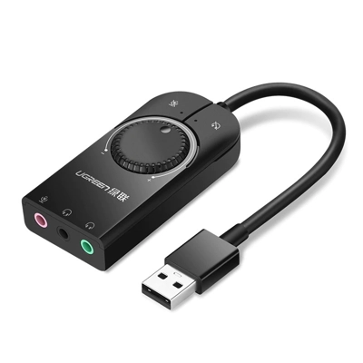 מתאם UGREEN USB-A to 3.5 Headphones + Mic CM129
